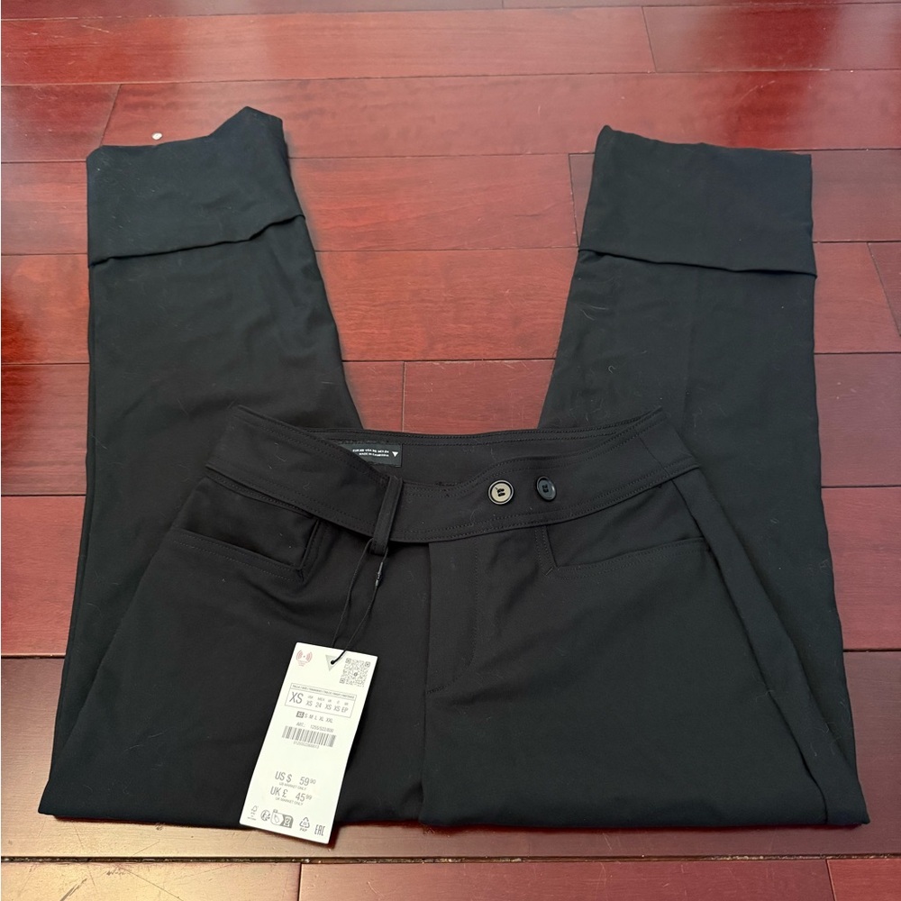 Ara Slim Black Chinos with Fold-Over Hem